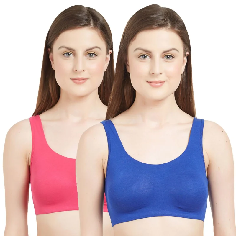 Non Wired Non Padded Full Coverage Low Impact Slip on Sports Bra (Pack of 2) BB-03 Trendy Lace Bra