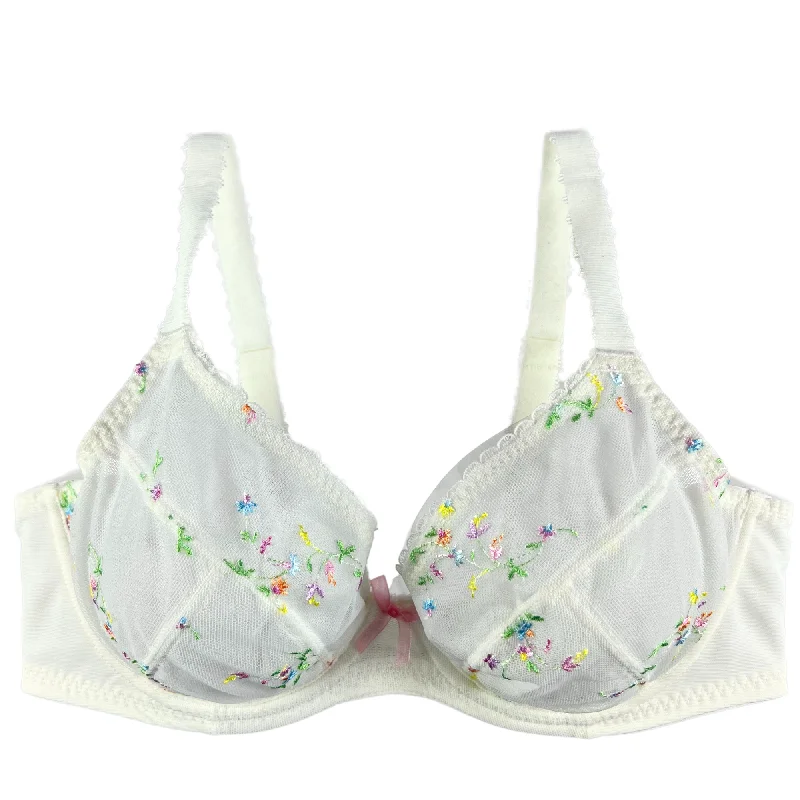 Panache Meadow Plunge Bra - Ivory Floral Lace Bra