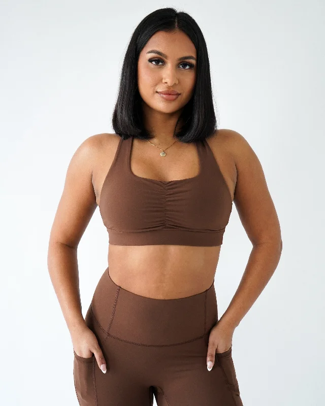 Performance Scrunch Bra - Clay Sleek Sports Bra