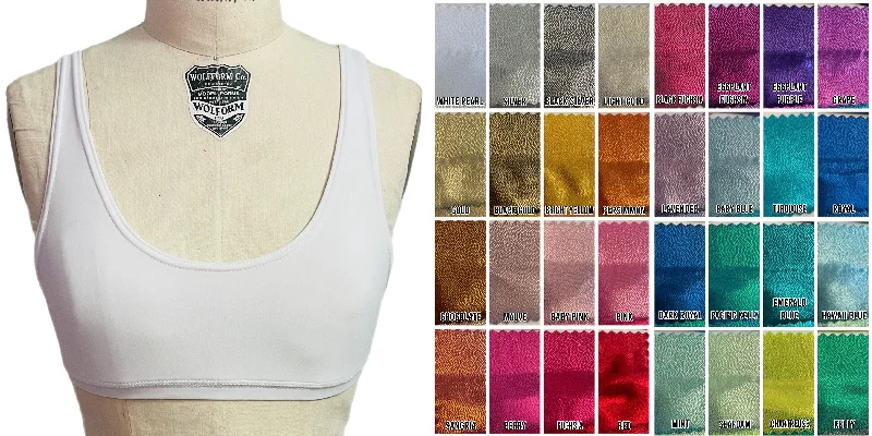 Pick-Your-Metallic: Micro Scoop Neck Bra Breathable Sports Bra