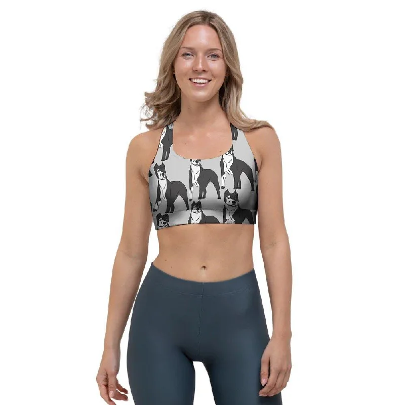 Pitbull Print Sports Bra Elegant Satin Bralette