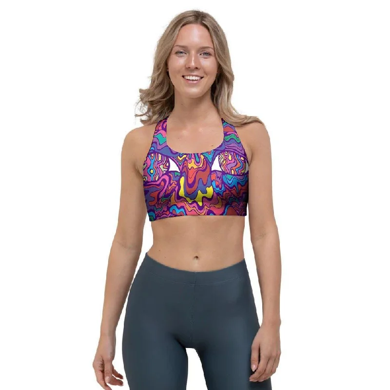 Psychedelic Face Sports Bra Light Padded Bra