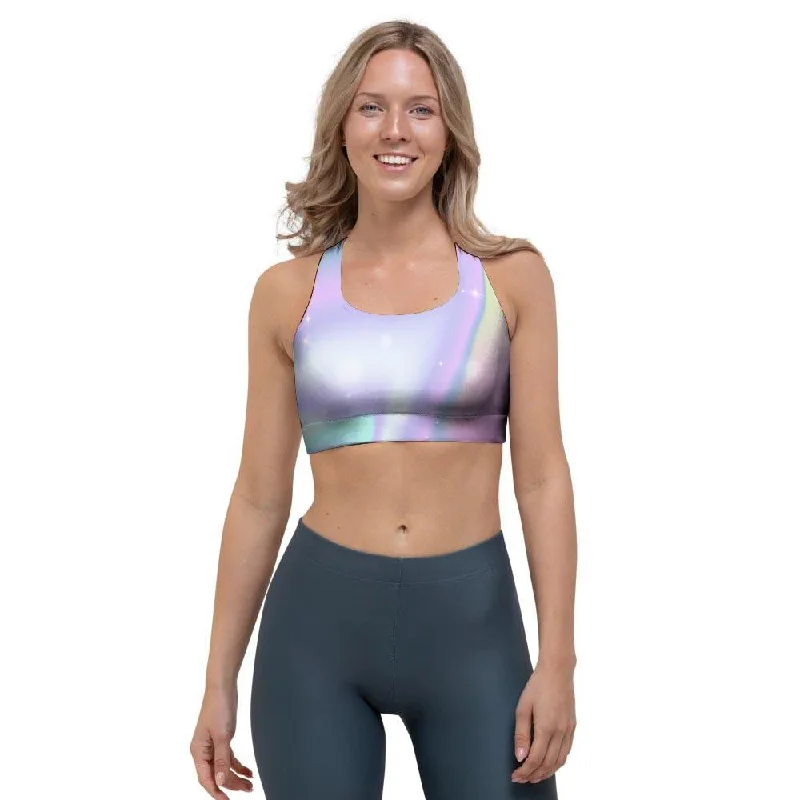 Psychedelic Holographic Sports Bra Sexy Mesh Bralette