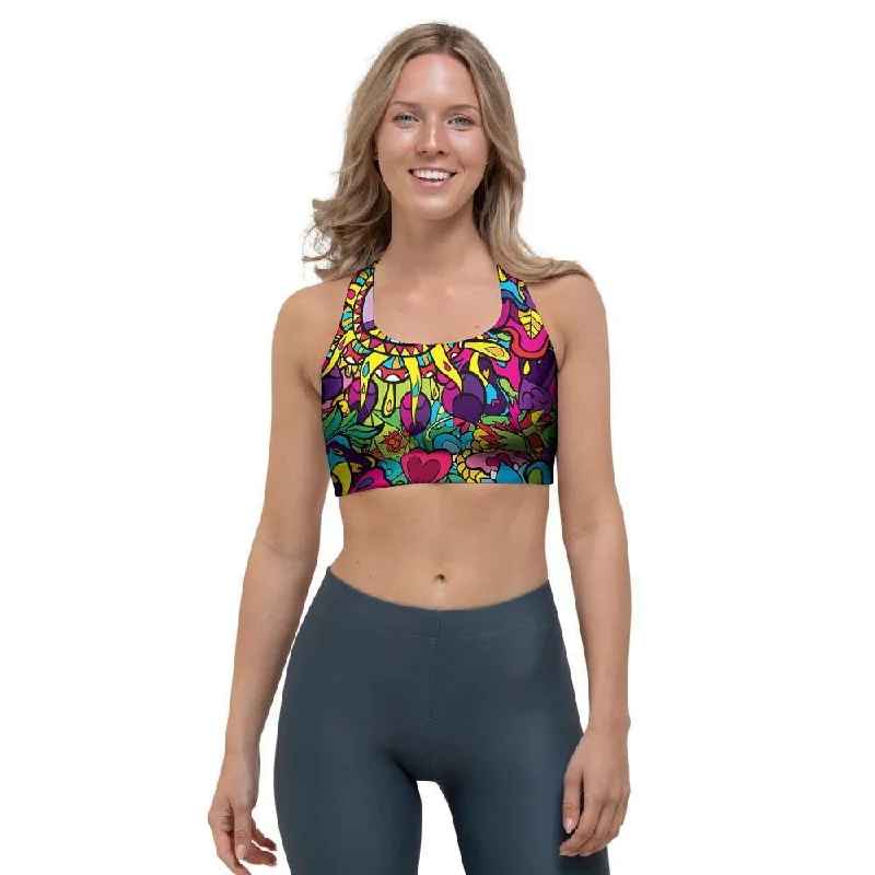 Psychedelic Sports Bra Soft Mesh Bra