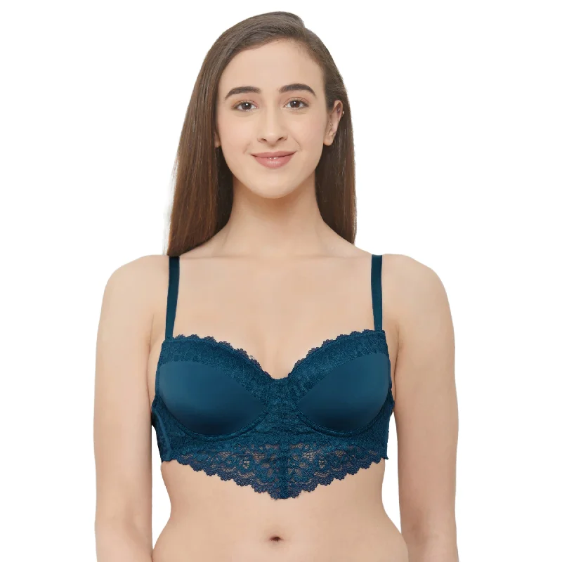 Semi/Medium Coverage Padded Wired Demi Cup Lace Bra- FB-546 Sexy Mesh Bra