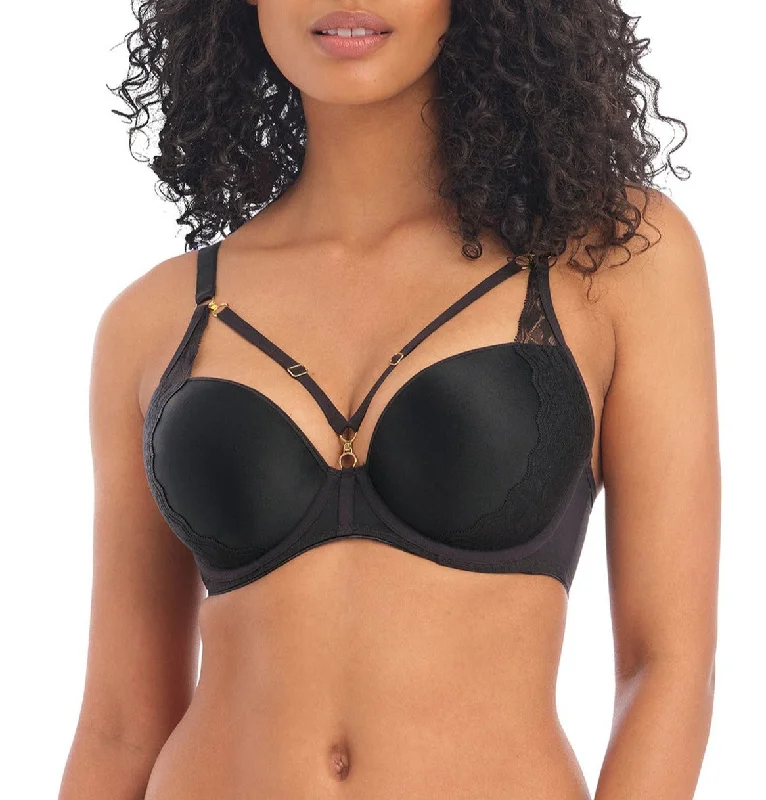 Temptress Plunge Moulded Bra With Removable Cup Straps In Black - Freya High Support Sports Bra