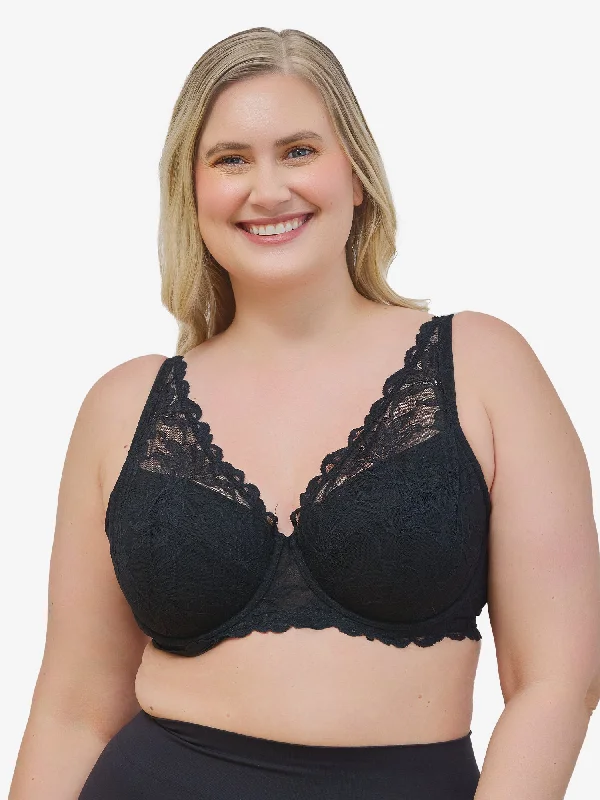 The Willow - Lace Plunge Underwire Bra Soft Support Bra