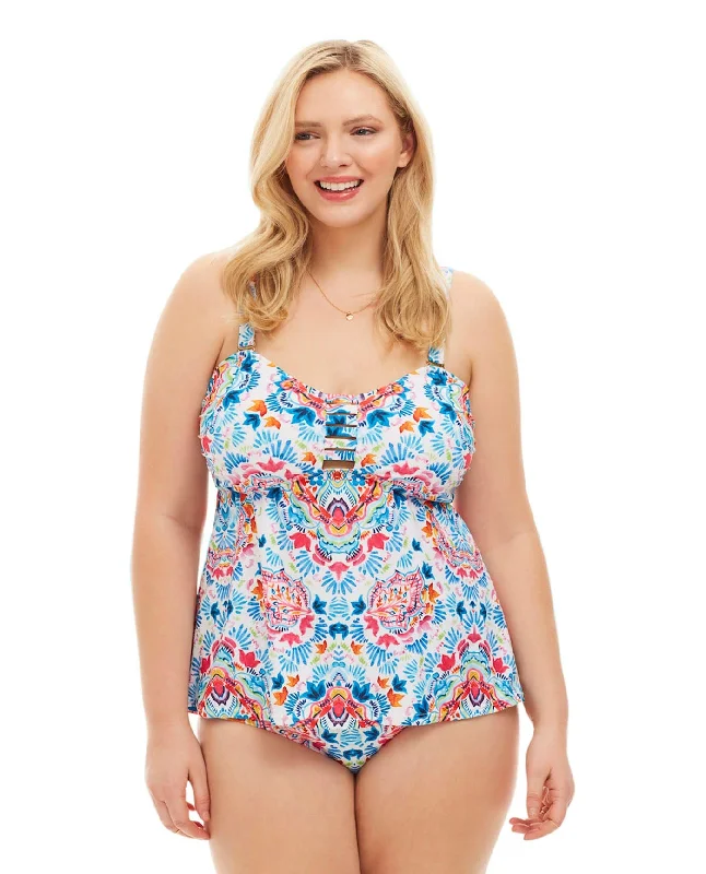 Always For Me Festival Plus Size Tankini Top with Matching Tankini Bottom Ruffled Swimsuit Top