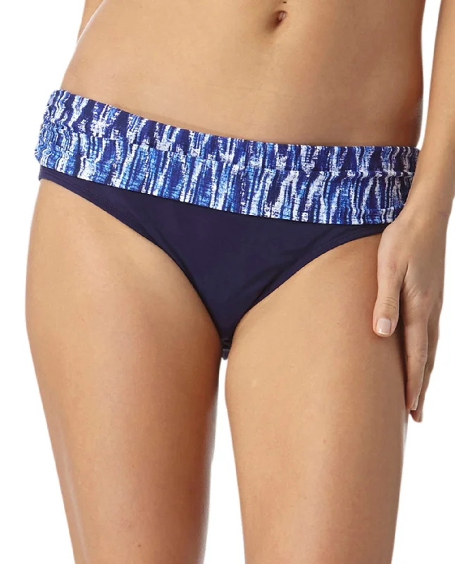 Anne Cole Indigo Tide Foldover Mid-Rise Brief Swim Bottom Sporty Swimwear Bottoms