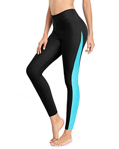 Flattering Rash Guard Pants Women's High Waisted Swim Pants with UPF 50+ Protection Vibrant Bikini Bottoms