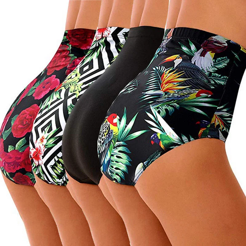 Hirigin High Waist Bikini Shorts Plus Size Women Swimwear Pants Flower Sexy Bathing Suit 2019 New Women Swimming Bikini Bottoms Trendy Swimwear Set