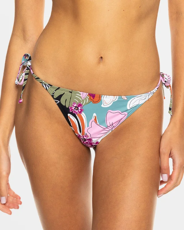 Beach Classics Tie Side Cheeky Bikini Bottom - Anthracite Moody Tropical Swim Plus-Size Bikini Set