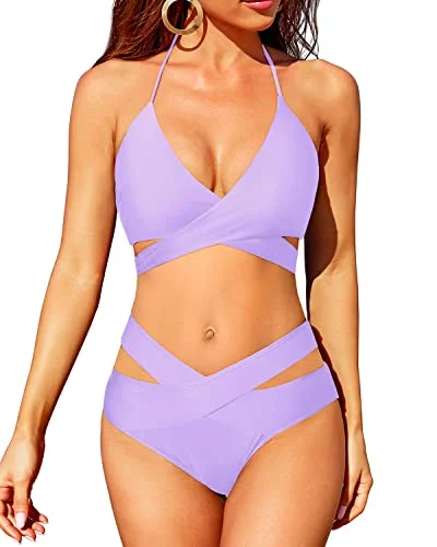 Two Piece Push Up High Waisted Swimsuit Sets for Women Bikini Mesh Swimsuit Top