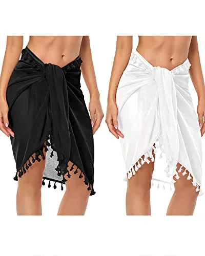 Bathing Suit Wraps Swimsuit Cover Up Skirts For Women-White Swimsuit with Skirt