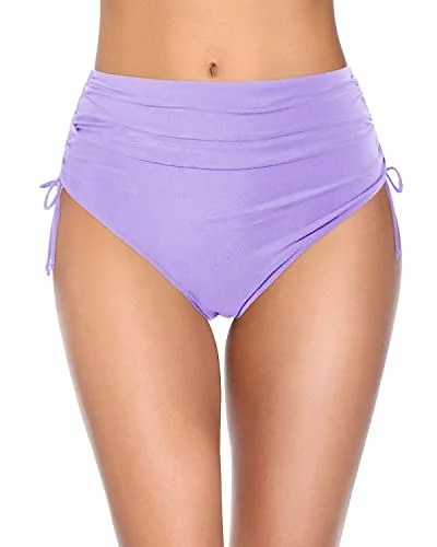 Women's High Waisted Bikini Bottoms Full Coverage Tummy Control Swimwear Push-Up Bikini Top