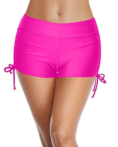 Mid Waisted Board Shorts For Women Swim Bathing Suit Shorts-Neon Pink Comfortable Swim Dress