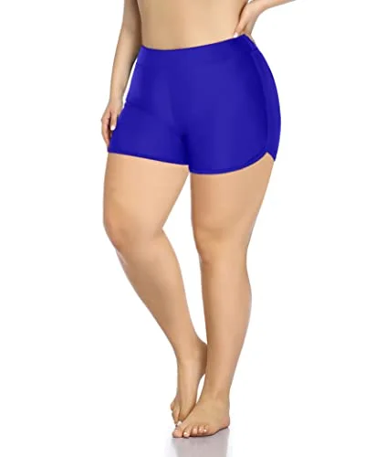 Tummy Control Swim Board Shorts For Women-Royal Blue Quick-Dry Tankini