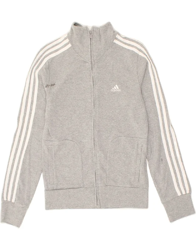 ADIDAS Womens Tracksuit Top Jacket UK 12 Medium Grey Cotton Chenille Jacket Brocade Jacket Lace Jacket