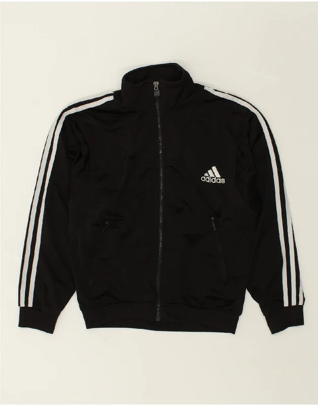 ADIDAS Womens Tracksuit Top Jacket UK 14 Medium Black Polyester Stand-Up Collar Roll-Neck Collar Turtle Neck