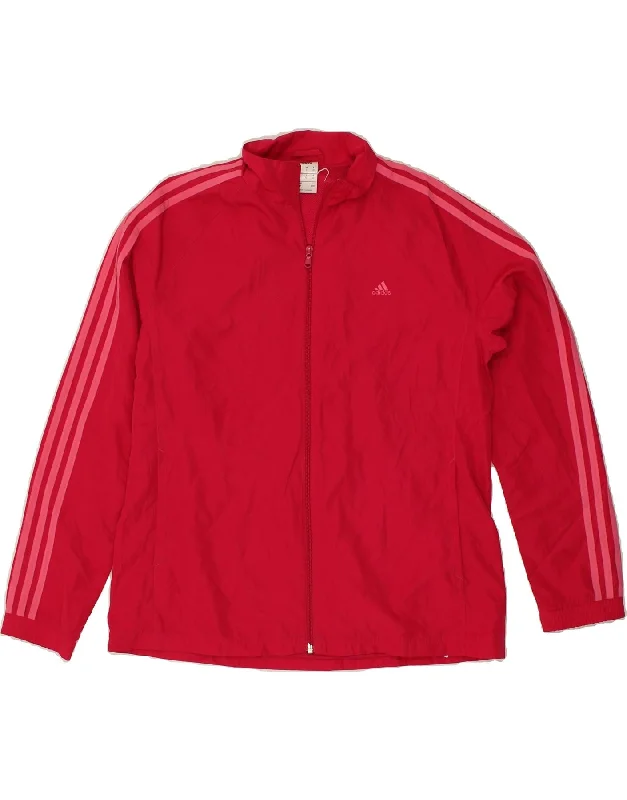 ADIDAS Womens Tracksuit Top Jacket UK 18 XL  Red Polyester Nylon Jacket Polyester Jacket Spandex Jacket