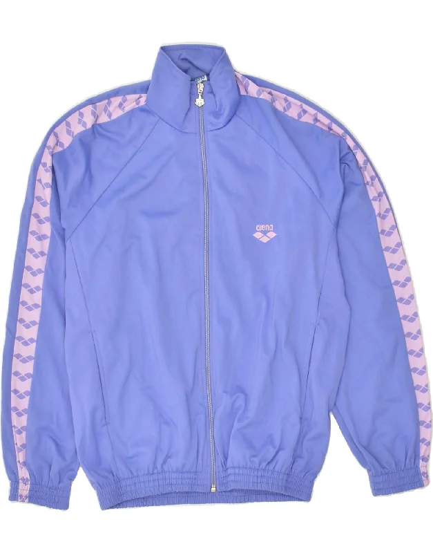 ARENA Womens Tracksuit Top Jacket UK 16 Large Blue Polyester Satin Jacket Silk Jacket Chiffon Jacket