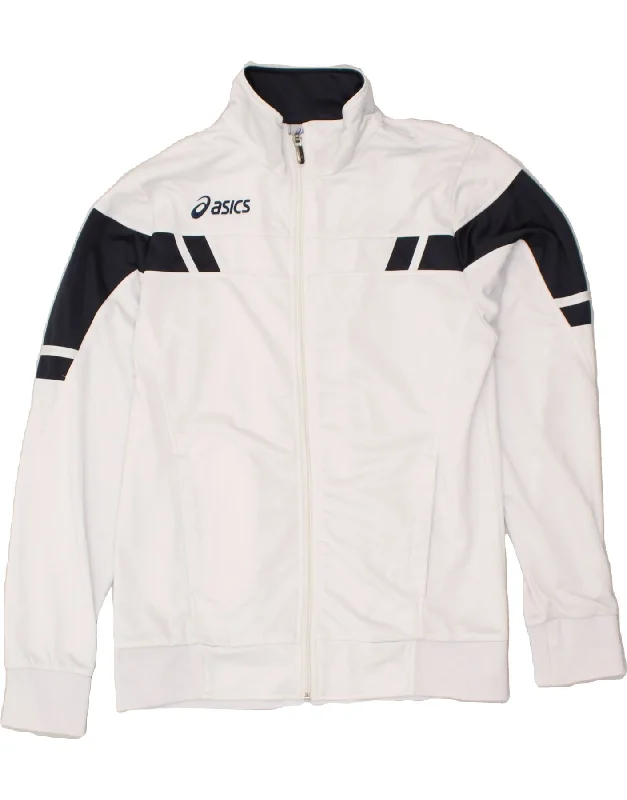 ASICS Womens Tracksuit Top Jacket UK 18 XL White Polyester Toggled Jacket Drawstring Jacket Belted Jacket