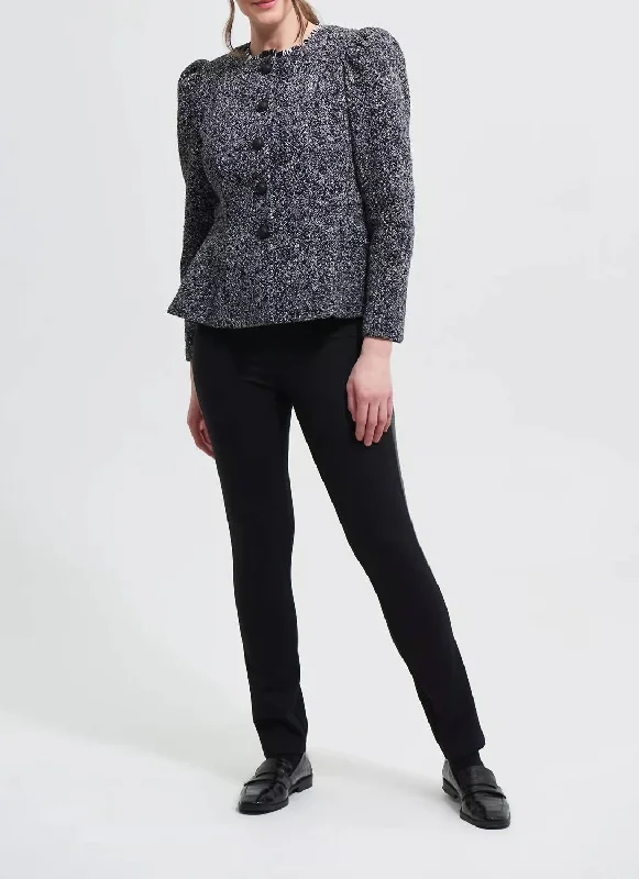 Boucle Jacket With Roped Shoulders In Black/grey Oversized Jacket Tailored Jacket Straight Jacket