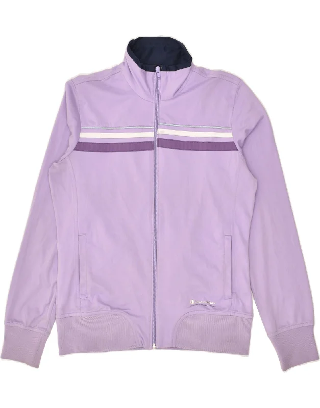 CHAMPION Womens Heritage Fit Tracksuit Top Jacket UK 14 Medium Purple Ribbed Jacket Pleated Jacket Ruffled Jacket