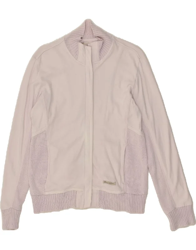 CHAMPION Womens Tracksuit Top Jacket UK 14 Medium Pink Cotton Ribbed Jacket Pleated Jacket Ruffled Jacket