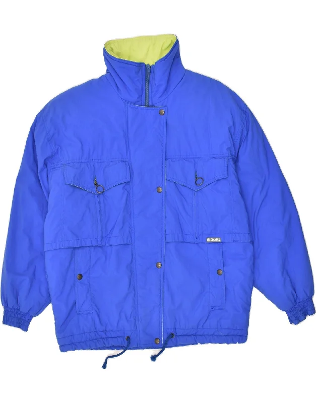 COLMAR Womens Loose Fit Ski Jacket IT 44 Medium Blue Polyester Ribbed Jacket Pleated Jacket Ruffled Jacket