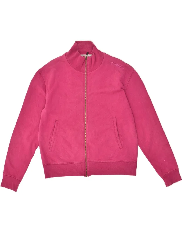 DIADORA Womens Tracksuit Top Jacket UK 16 Large Pink Herringbone Jacket Checkered Jacket Solid Jacket