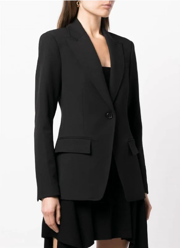 Edie Single-Breasted Jacket Blazer In Black Wool Jacket Cashmere Jacket Tweed Jacket