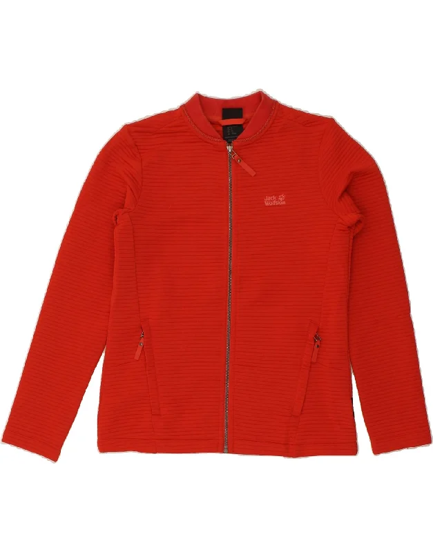 JACK WOLFSKIN Womens Tracksuit Top Jacket UK 12 Medium Red Ribbed Jacket Pleated Jacket Ruffled Jacket