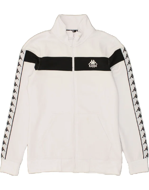 KAPPA Womens Graphic Tracksuit Top Jacket UK 16 Large White Colourblock Ribbed Jacket Pleated Jacket Ruffled Jacket