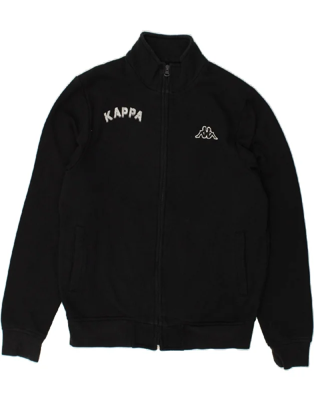 KAPPA Womens Tracksuit Top Jacket UK 14 Medium Black Cotton Toggled Jacket Drawstring Jacket Belted Jacket