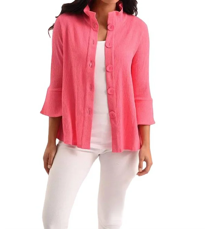 Kara 3/4 Jacket In Fuchsia Tailored Jacket Straight Jacket A-Line Jacket