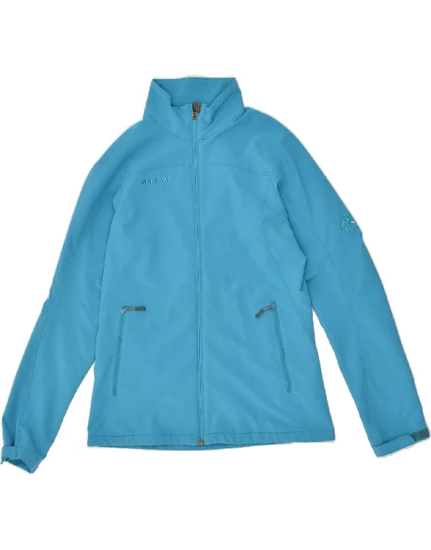 MAMMUT Womens Tracksuit Top Jacket UK 14 Medium Blue Polyester Notch Collar Jacket Peter Pan Collar Jacket Cowl Neck Jacket