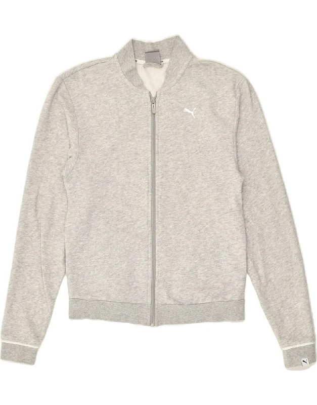 PUMA Womens Graphic Tracksuit Top Jacket UK 8 Small Grey Cotton V-Neck Jacket Boat Neck Jacket Square Neck Jacket