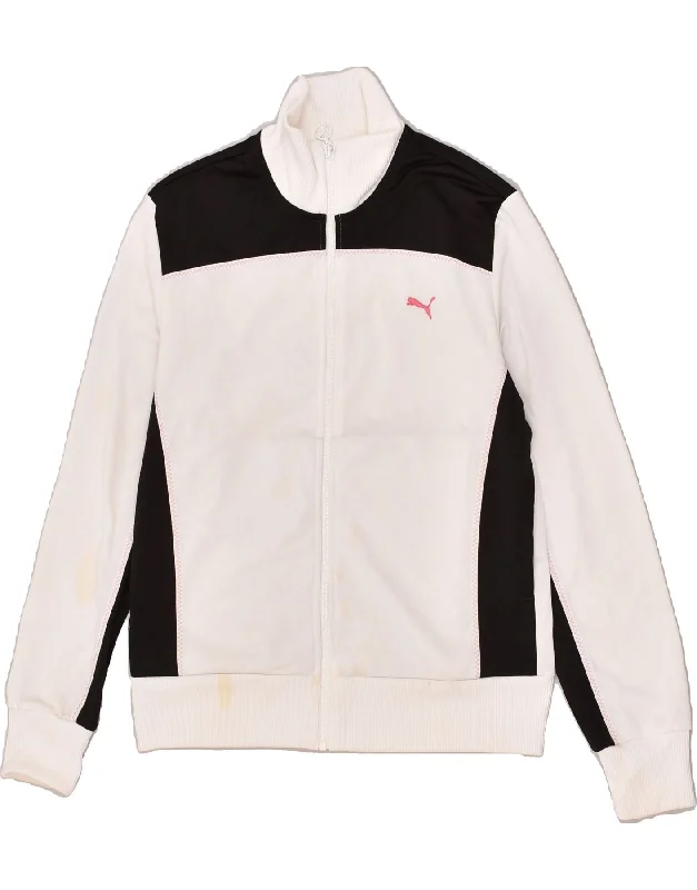 PUMA Womens Tracksuit Top Jacket UK 16 Large White Polyester Mesh Jacket Canvas Jacket Denim Jacket