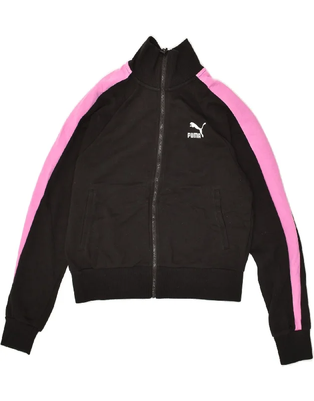 PUMA Womens Tracksuit Top Jacket UK 6 XS Black Cotton Bomber Jacket Anorak Windbreaker