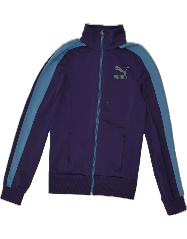 PUMA Womens Tracksuit Top Jacket UK 6 XS Navy Blue Polyester Mesh Jacket Canvas Jacket Denim Jacket