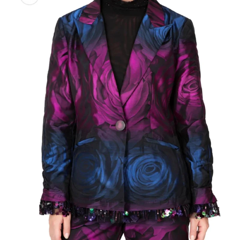 Rose Garden And Lace Jacket In Purple Ribbed Jacket Pleated Jacket Ruffled Jacket