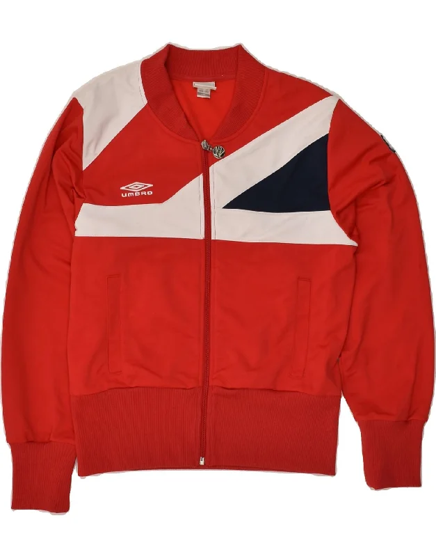 UMBRO Womens Tracksuit Top Jacket UK 12 Medium Red Colourblock Polyester Satin Jacket Silk Jacket Chiffon Jacket