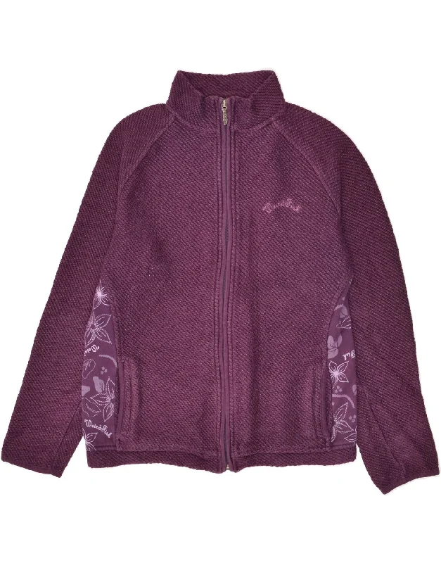 WEIRD FISH Womens Tracksuit Top Jacket UK 10 Small Purple Floral A-Line Jacket Boat Neck Shawl Collar