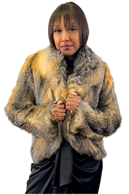 Fox Fur Bolero Jacket Wool Fabric Cashmere Fabric Tweed Fabric