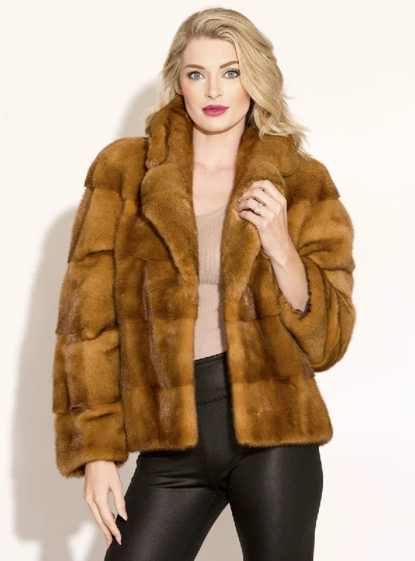 Horizontal Mink Fur Jacket Oversized Jacket Tailored Jacket Straight Jacket