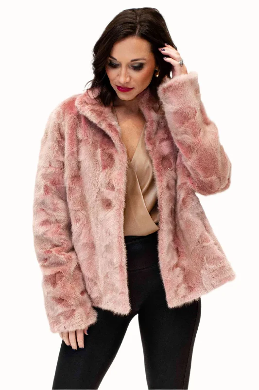 Mink Fur Jacket with Straight Sleeves Faux Fur Jacket Real Fur Jacket Shearling Jacket