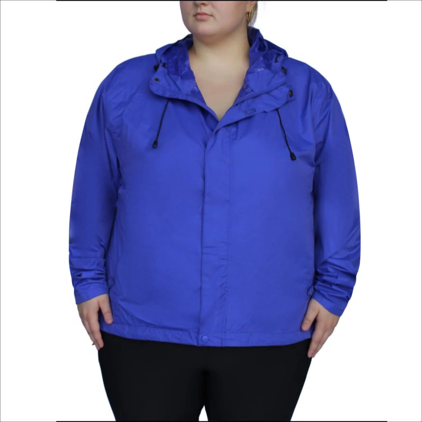 Women’s Plus Size Packable 1X-6X Windbreaker Rain Jacket Front Pockets Side Pockets Patch Pockets