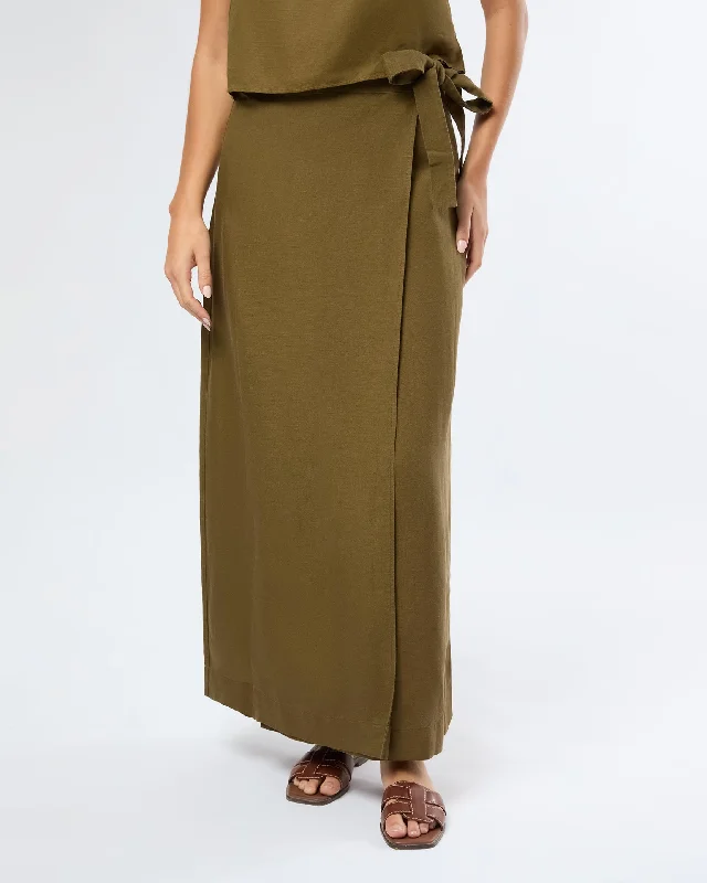 Air Linen Maxi Wrap Skirt silk skirt lustrous