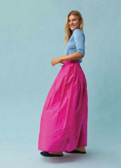 Ann Mashburn Pleated Wrap Skirt - Magenta lace skirt delicate